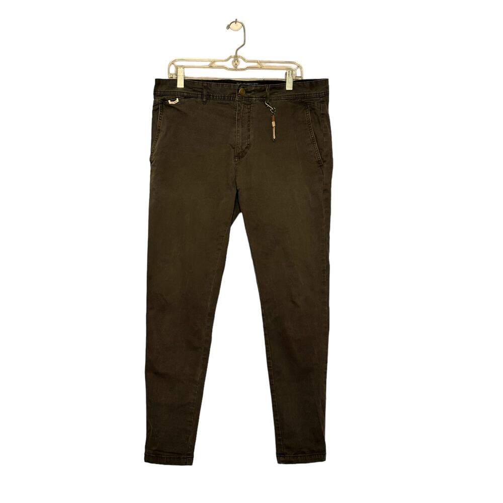 Zara Man moss green straight leg casual pants size 34